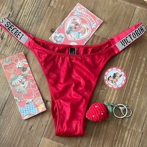 Victoria’s Secret, sexy, red satin diamond rhinestone panties medium